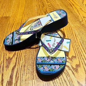 Brighton Luna Multi platform flip flops with rhinestone accent